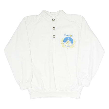 ODLO Mens White DAVOS Crew Neck S Cotton Blend Pullover Sweatshirt