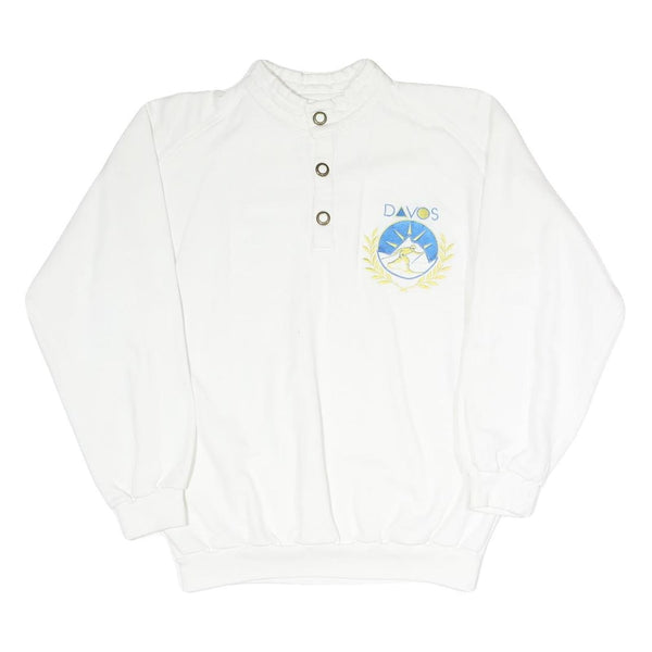 ODLO Mens White DAVOS Crew Neck S Cotton Blend Pullover Sweatshirt