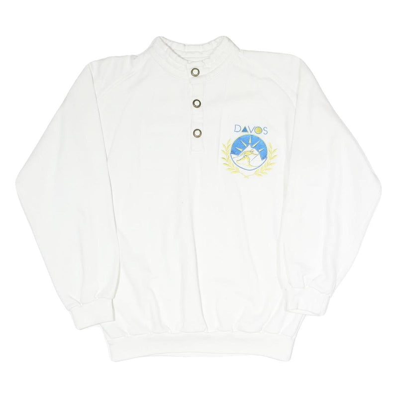 ODLO Mens White DAVOS Crew Neck S Cotton Blend Pullover Sweatshirt