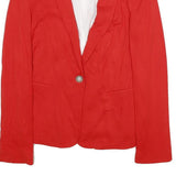 ZARA Womens Red Button Jacket S Viscose Blend Plain Stylish Modern