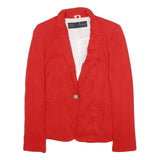 ZARA Womens Red Button Jacket S Viscose Blend Plain Stylish Modern