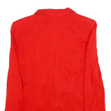 ZARA Womens Red Button Jacket S Viscose Blend Plain Stylish Modern