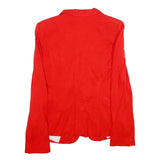 ZARA Womens Red Button Jacket S Viscose Blend Plain Stylish Modern