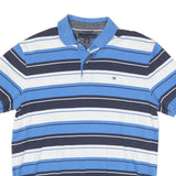 TOMMY HILFIGER Mens Blue & Navy White Striped Short Sleeve Polo Shirt L