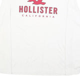 HOLLISTER Mens White & Red Graphic T-Shirt S Long Sleeve Crew Neck Cotton Blend