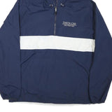 SPORT-TEK Mens Navy & White Pullover Hooded Zip Jacket L Nylon Plain Lightweight