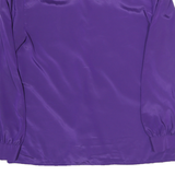 LEEMAR Womens Purple Basic Long Sleeve Collared Blouse M Satin Finish