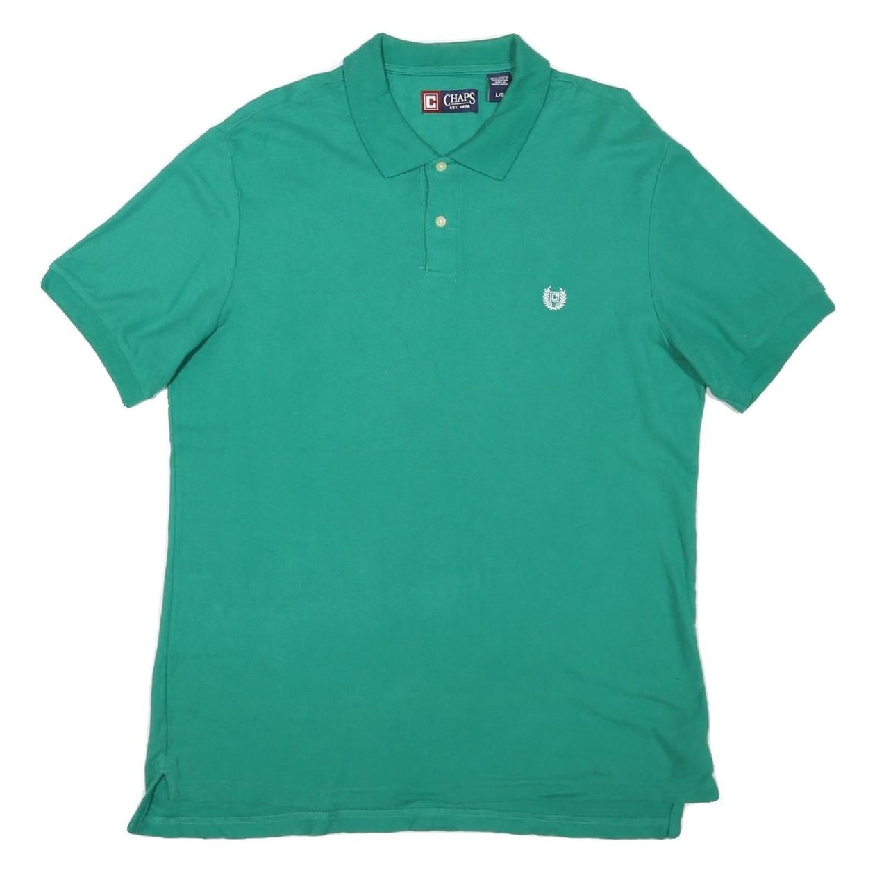 CHAPS Mens Green Polo Shirt L Cotton Blend Short Sleeve Plain Casual –  Cerqular
