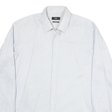 BOSS Mens Blue & White Shirt M Cotton Blend Long Sleeve Button Collar