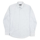 BOSS Mens Blue & White Shirt M Cotton Blend Long Sleeve Button Collar