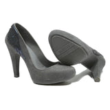 MELISSA Womens Grey Synthetic High Heels UK 4 Wing Detail Fashionable