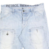 PETROL Mens Shorts Light Blue Denim Casual L W36 Cotton Blend Relaxed Fit