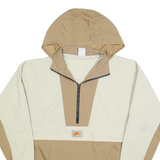 NIKE Mens Beige & Cream Zip Hooded Jacket S Polyester Blend Colourblock