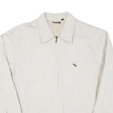 TEDDY'S Mens White Jacket L Polyester Blend Plain Zip Casual Outerwear