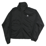 ADIDAS Womens Black Track Jacket UK 14 Polyester Zip Up Casual Sportswear