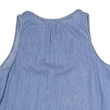 GAP Womens Blue Sleeveless V-Neck Cotton Blend Top L Casual Summer Shirt