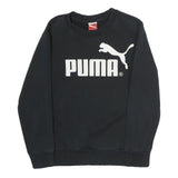 PUMA Womens Black Cotton Blend Sweatshirt Crew Neck S Logo Print Casual