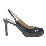 CHRISTIAN LOUBOUTIN Womens Slingback High Heels Leather UK 5.5 Black Elegant