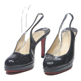 CHRISTIAN LOUBOUTIN Womens Slingback High Heels Leather UK 5.5 Black Elegant