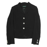LAUREN RALPH LAUREN Womens Black Classic Cotton Jacket UK 6 Button Blazer