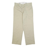 DICKIES Mens Cotton Blend Beige Regular Fit Straight Leg Trousers W33 L30