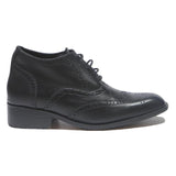 Mens Black Leather Brogue Ankle Boots UK 7.5 Classic Wingtip Design Lace-Up
