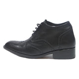 Mens Black Leather Brogue Ankle Boots UK 7.5 Classic Wingtip Design Lace-Up
