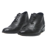 Mens Black Leather Brogue Ankle Boots UK 7.5 Classic Wingtip Design Lace-Up