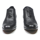 Mens Black Leather Brogue Ankle Boots UK 7.5 Classic Wingtip Design Lace-Up