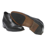 Mens Black Leather Brogue Ankle Boots UK 7.5 Classic Wingtip Design Lace-Up