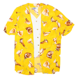 LIFE STYLE Womens Yellow & Brown Printed Vintage Button Shirt Short Sleeve L