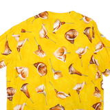 LIFE STYLE Womens Yellow & Brown Printed Vintage Button Shirt Short Sleeve L