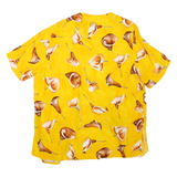 LIFE STYLE Womens Yellow & Brown Printed Vintage Button Shirt Short Sleeve L