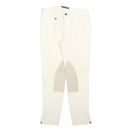 RALPH LAUREN Womens Cotton Blend White Slim Straight Trousers W28 L28 Zip