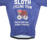 Mens Blue Sloth Cycling Team Zip Front Short Sleeve Jersey L Casual Sportswear
