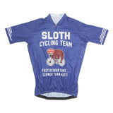Mens Blue Sloth Cycling Team Zip Front Short Sleeve Jersey L Casual Sportswear