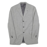 PIATTELLI Mens Grey Wool Classic Jacket M Woven Button Closure