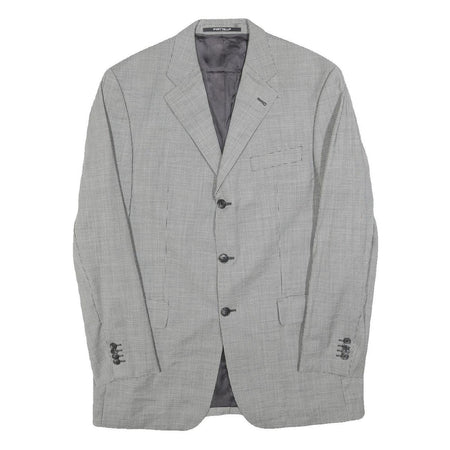 PIATTELLI Mens Grey Wool Classic Jacket M Woven Button Closure