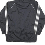 ADIDAS Mens Black White Hooded Zip Jacket L Polyester Blend Track Sports