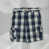 Wrangler Checked Cargo Shorts - 36W 11L Blue Cotton