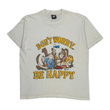Single Stitch Don'T Worry Be Happy Screen Stars Cartoon T-Shirt - XL White Cotton Blend
