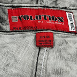 Evolution Tie-Dye Denim Shorts - 34W 11L Black & White Cotton