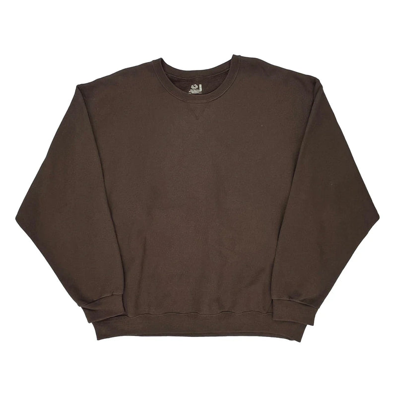 Fruit Of The Loom Sweatshirt - XL Brown Cotton