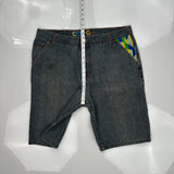 Embroidered Coogi Graphic Denim Shorts - 38W 11L Multicoloured Denim