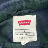 Levis Checked Flannel Shirt - Large Blue Cotton
