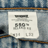 Levis 550 Jeans - 33W 32L Light Wash Cotton
