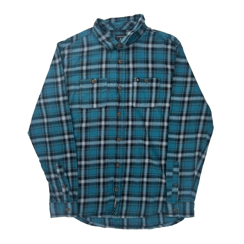 Quiksilver Checked Flannel Shirt - Large White Cotton