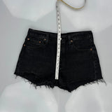 Levis Denim Shorts - 32W UK 12 Black Cotton