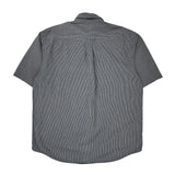 Nautica Checked Short Sleeve Shirt - Large Grey Cotton