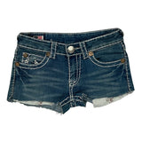 True Religion Mini Denim Shorts - 28W US 0 Blue Cotton